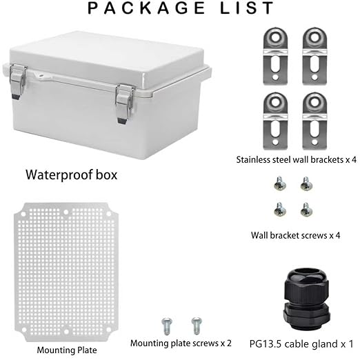 Waterproof Electrical Box, IP67 Junction Box Stainless Steel Latch Hinged Grey Cover Project Enclosure with Wall Bracket 8.7"x6.7"x4.3" - Image 5