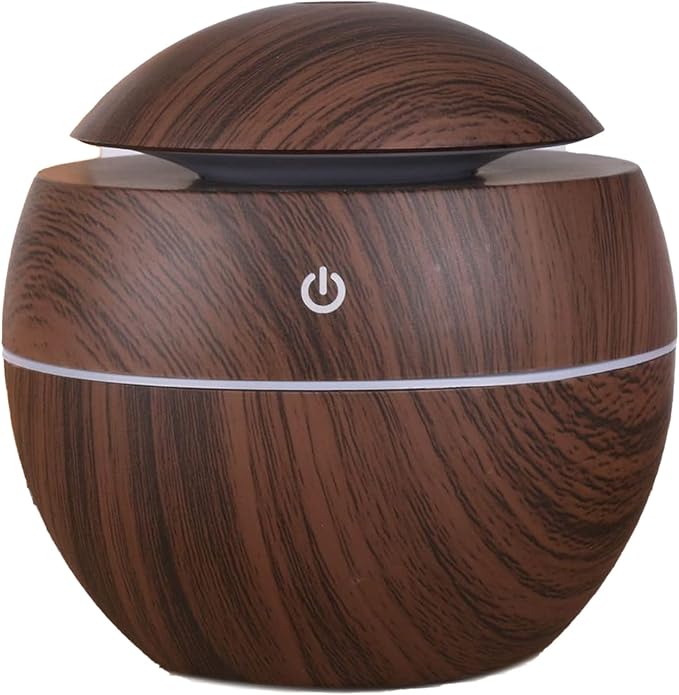 Wood Grain Humidifier, Portable Mini Humidifier Compact Portable 5V 2W USB Aroma Diffuser Quiet Essential Oil Diffuser for Bedrooms Living Rooms Office Car by CHEOTIME