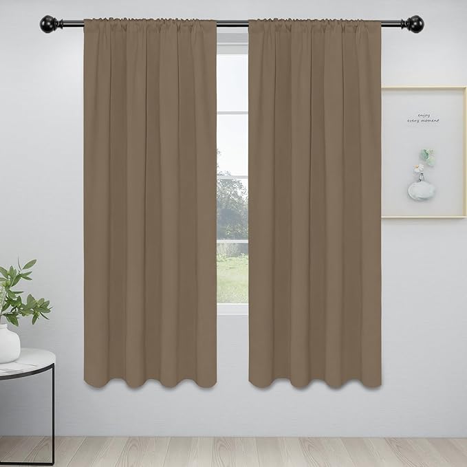 Easy-Going Rod Pocket Blackout Curtains for Bedroom, Room Darkening Window Curtains for Living Room, Thermal Insulated Noise Reduction Solid Window Drapes, 2 Panels(34x72 in, Camel) by Easy-Going