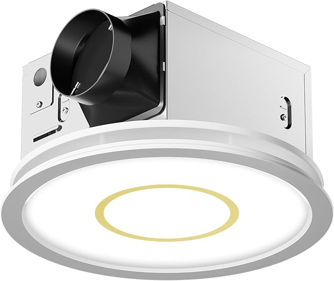 Fitop Bathroom Exhaust Fan with Light, 130 CFM 47W Ceiling Mount Shower Ventilation Exhaust Fan, 1.5 Sones Bathroom Vent Fan with Light, 1100LM LED Light 3000K/4000K/5000K (Gold) by Fitop