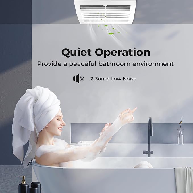 COSTWAY 200 CFM Bathroom Exhaust Fan, Ceiling Mount Exhaust Ventilation Fan for 200 Sq.Ft, Household Bath Vent Fan w/Metal Housing, 6 Inches Duct, 2 Sones Quiet Operation, White - Image 4