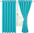 Hiasan Grommet Blackout Curtains for Bedroom, 70 x 63 Inches - Thermal Insulated & Light Blocking Window Drapes for Living Room/Dorm Room, Set of 2 Panels Sewn with Tiebacks, Turquoise by Hiasan