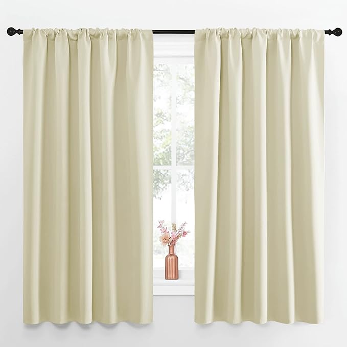 NICETOWN Blackout Curtains for Living Curtains, Room Darkening Curtains & Drapes for Kids Bedroom, Home Decoration Draperies (Beige, 52 in x 63 in (W x L), 2 PCs) by NICETOWN