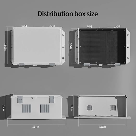 Outdoor Electrical Junction Box, ABS Water Resistant Enclosure with Internal Mounting Panel & Hinged Cover, 15.7" H* 11" L* 5.9" W - Image 6