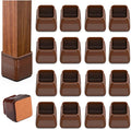 16pcs Square Chair Leg Floor Protectors, Felt Pads Chair Leg Protectors for Hardwood Floors, Silicone Furniture Feet Cups Covers Felt Pads, Prevents Scratches & Reduce Noise, Brown, Large by BAIPOK
