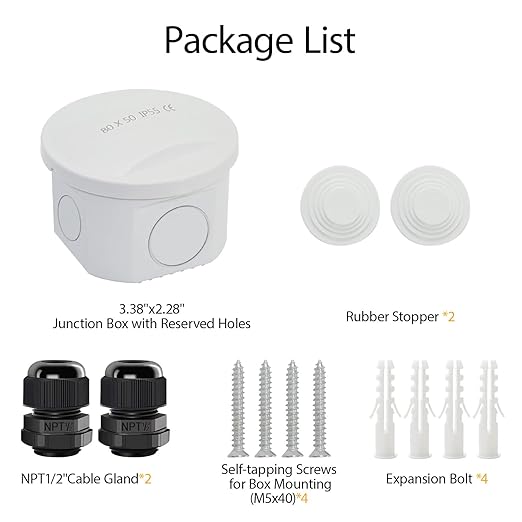 LeMotech Junction Box, Electrical Box IP55 Water Resistant Dustproof ABS Plastic Project Enclosure for Electronics White, External Size D3.3 x H2.2 inch - Image 7