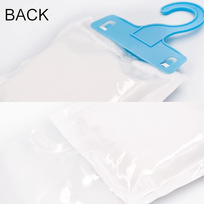 Moisture Absorber Refill Hanging Bags, 12 Pack (200g Each) – Calcium Chloride Dehumidifier Bags with 6 Reusable Hooks, Closet & Bathroom Dehumidifier Bags - Image 7