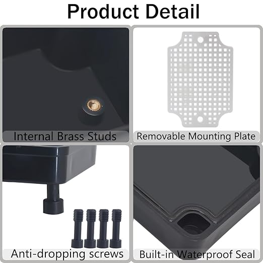 Junction Box,IP67 Waterproof ABS Black Project Box with Mounting Plate Electrical Box Enclosure for Outside Electronics 7.1 x 3.1 x 2.8inch(180x80x70mm) - Image 3