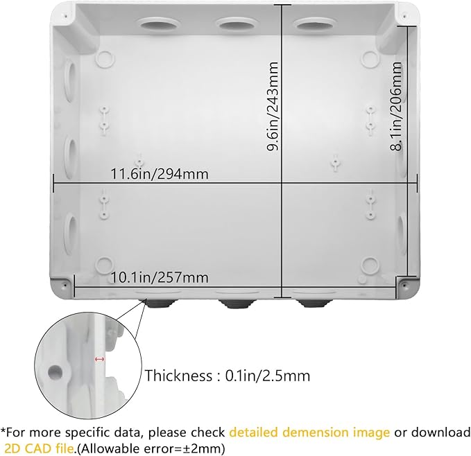 LeMotech ABS Plastic Dustproof Waterproof IP65 Junction Box Universal Electrical Project Enclosure White 11.8 x 9.8 x 4.7 inch (300 x 250 x 120 mm) - Image 3