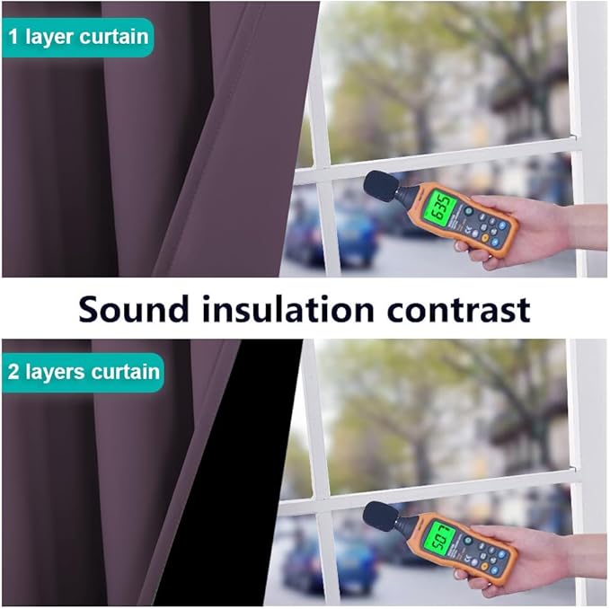 NICETOWN 100% Blackout Curtains 84 inches Long, Plum, 52 inches Wide, Pair of Energy Smart & Noise Blocking Out Drapes for Baby Room Window, Thermal Insulated Guest Room Lined Window Dressing - Image 4