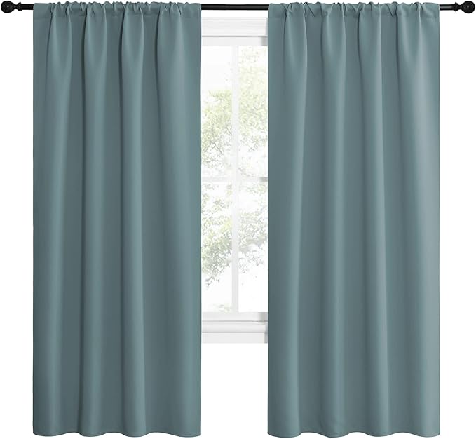 NICETOWN Greyish Blue Blackout Curtains Panels for Window, Thermal Insulated Rod Pocket Blackout Drapes/Draperies for Living Room (2 Panels, W42 x L72 inches) - Image 2