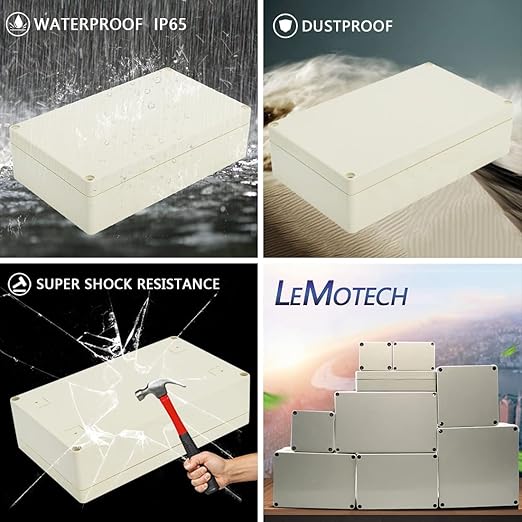 LeMotech Waterproof Dustproof IP65 ABS Plastic Junction Box Universal Electric Project Enclosure Pale Gray 7.9 x 4.7 x 2.2 inch (200 x 120 x 56 mm) - Image 7