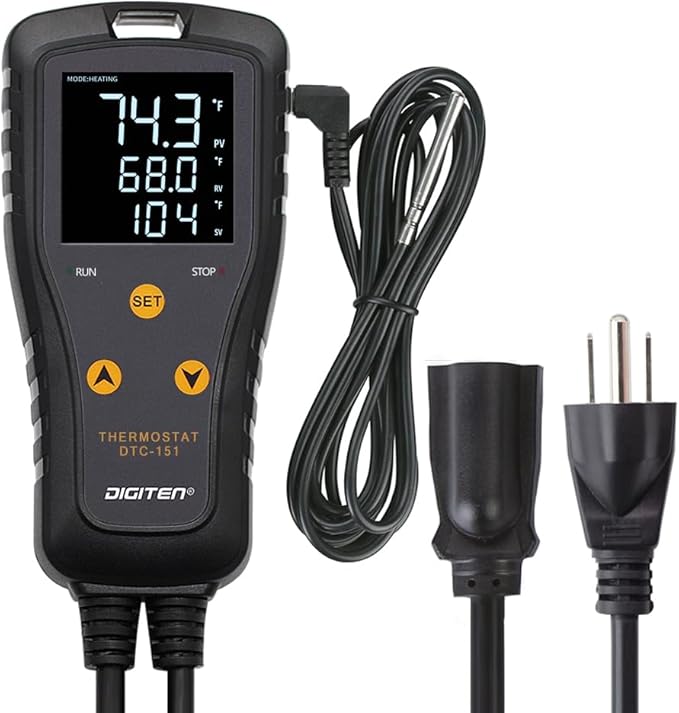 Digital Temperature Controller Simple Stage Thermostat Outlet Heating & Cooling Mode for Chest Freezer Refrigerator Homebrew Fermenter Greenhouse 110V 15A 1650W by SENSTREE