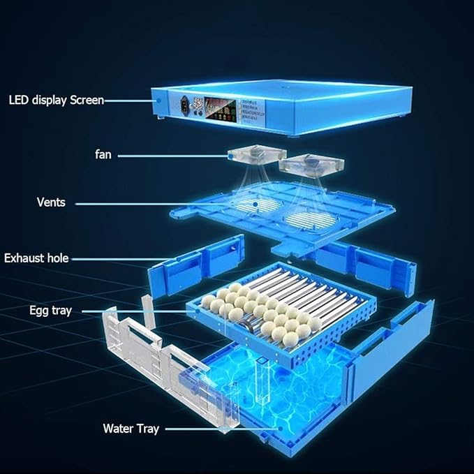 Large Egg Incubator 256 Eggs Automatic Turning Poultry Hatcher Digital Temperature Humidity Control Panel for Farm Family Use - Image 3