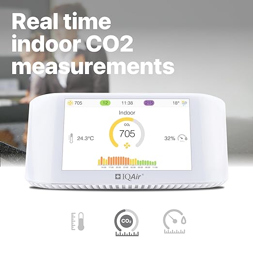 IQAir Air Quality Monitor Indoor, Swiss Design, Professional Grade, Detects PM2.5, CO2, AQI, Temperature, Humidity, Indoor Air Quality Real-Time Air Quality & Forecasting, Historic Data - Image 3
