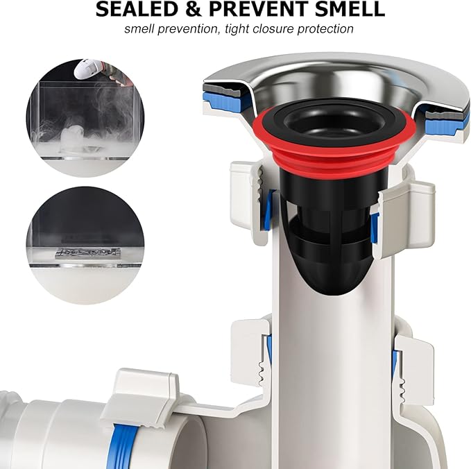 IMIKEYA Odor-Proof Shower Drain Plug, 2Pcs Shower Floor Drain Tub Hair Catcher Backflow Preventer Sewer Core Anti-Odor Plug for Kitchen Bathroom, Fits 1.5''-2'' ID Sewers, and Pipes - Image 6