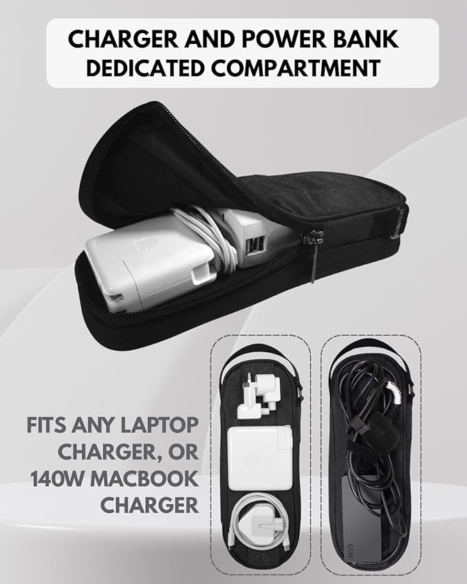 SIDE BY SIDE Electronics Organizer Travel Case for Cables, Charger, Power Bank – Tech Bag for MacBook Accessories, Adapter – Slim Cord Organizer Bag with Gift Box for Travel & Daily Use - Image 3