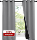 NICETOWN Noise and Lights Block Out Curtains, Thermal Insulated 100% Blackout 2-Layer Lined Drapes, Noise Cancellation Window Draperies for Dining Room (Silver Grey, 2 Panels, 37-inch W by 63-inch L) by NICETOWN