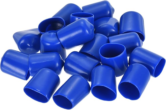 uxcell 20pcs Rubber End Caps 15mm ID Vinyl Round Tube Bolt Cap Cover Screw Thread Protectors Blue - Image 4