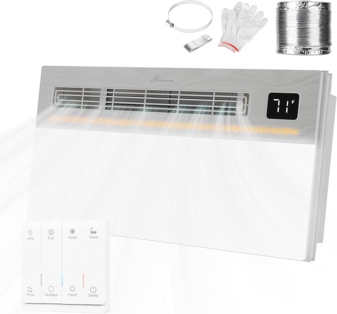 4 in 1 Bathroom Exhaust Fan with Light and Heater, 1900W Bathroom Heater Fan Light Combo, 180 CFM 1.0 Sone Ceiling Fan Remote Control Heater, Ventilation for Home, Bath, Hotel (Style 1) by FocusonKitchenBathroom