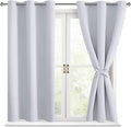 Hiasan Blackout Curtains for Bedroom - Thermal Insulated & Energy Saving Window Curtains for Living Room, 2 Drape Panels Sewn with Tiebacks, Greyish White, 42 x 54 Inch by Hiasan