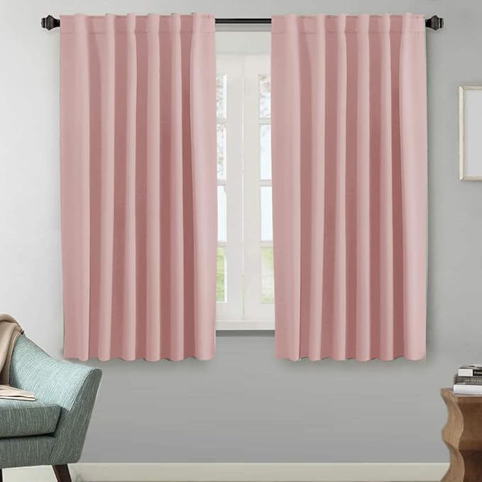 H.VERSAILTEX Blackout Curtains Thermal Insulated Window Treatment Panels Room Darkening Blackout Drapes for Living Room Back Tab/Rod Pocket Bedroom Draperies (2 Panels, Baby Pink, 52 x 63 Inch) by HVERSAILTEX
