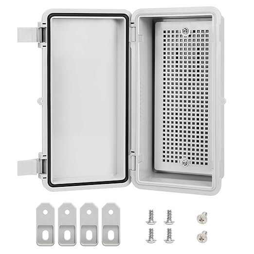 Junction Box ABS Plastic IP65 Waterproof Dustproof Universal Electrical Enclosure Hinged Shell Outdoor and Indoor Usage Project Box, 7.9"x 3.9"x 2.7"(200x100x70mm), Grey by LMioEtool