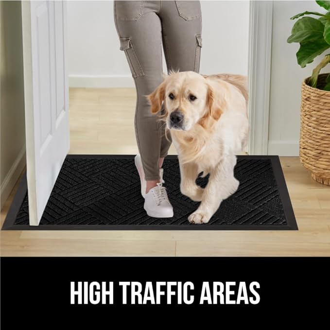 GORILLA GRIP 100% Waterproof All-Season WeatherMax Doormat US Designed Natural Rubber, Stain and Fade Resistant, Low Profile Indoor Outdoor Door Mats, Easy Clean Patio Mat, 17x29, Black Diamond - Image 6
