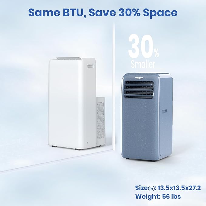 TOSOT 11,500 BTU (8,000 BTU SACC) Portable Air Conditioner WiFi Control, 3-in-1 Portable AC, Dehumidifier, Fan for Large Rooms Up to 400 sq ft, Easy Installation, AOMI Series, Steel Blue - Image 4