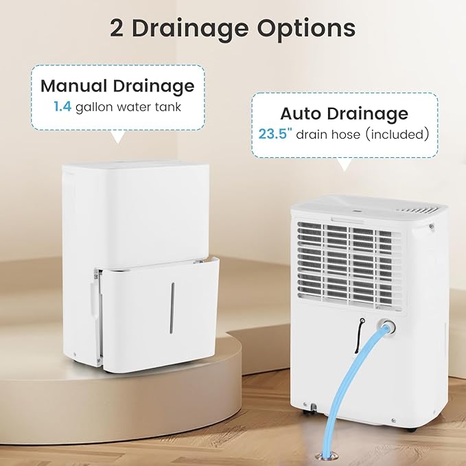 DORTALA 65 Pints Energy Star Dehumidifier for 5000 Sq.Ft Large Rooms, Basement, Bathroom, Home Dehumidifier with Drain Hose, 2 Modes, 24H Timer, 1.4 Gal Water Tank, Auto Defrost, White - Image 5