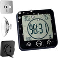Waterproof Bathroom Wall Clock and Timer, Digital Water Resistant Hanging Timer for Shower, Large Display Kitchen Cooking Countdown Timers, Mirror Suction Clock with Temperature Humidity Meter (Black) by HomemelindaExquisiteClock