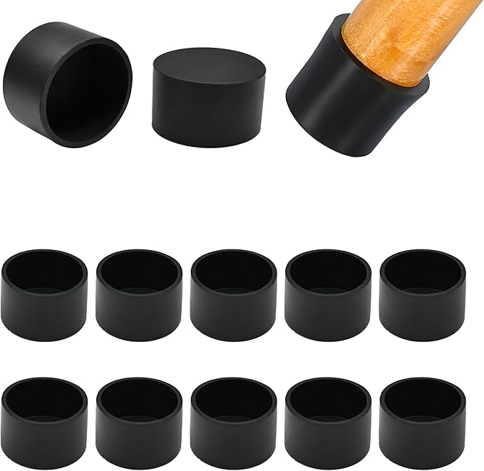 1-3/8" (34.5mm) Silicone Chair Leg Floor Protectors, Rubber Chair Leg Caps, Non-Slip Furniture Pads Round Chair Feet Covers End Caps for Hardwood Floors, Patio & Table Foots, Black (10PCS) by EASYEAH