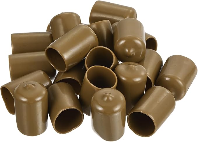 uxcell 20pcs Rubber End Caps 18mm ID Vinyl PVC Round Tube Bolt Cap Cover Screw Thread Protectors Light Brown - Image 4