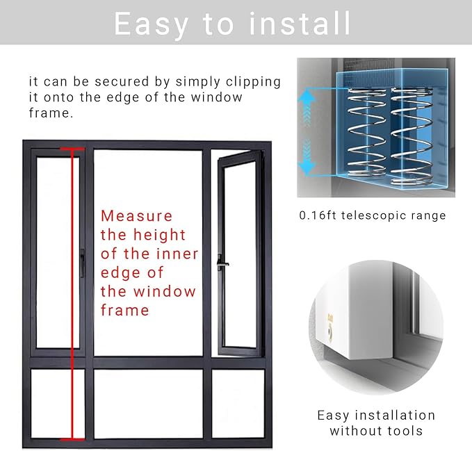 Vertical Window Exhaust Fan for Sliding Windows, Retractable Window Exhaust Fan, Dual Mode Airflow Exhaust Intake Variable Speed Control for Livingroom & Bathroom(Black,43.3-45.3) - Image 2