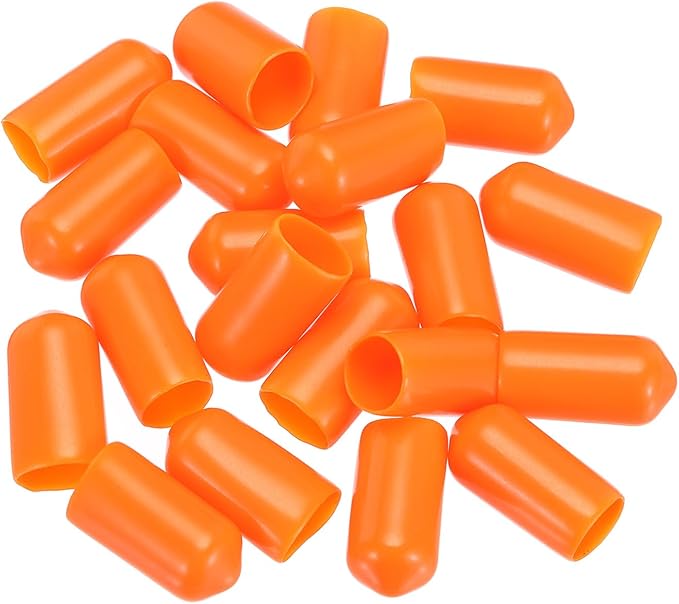 uxcell 20pcs Rubber End Caps 8mm(5/16") ID Vinyl PVC Round Tube Bolt Cap Cover Screw Thread Protectors,Orange - Image 4