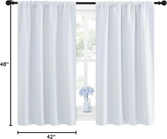 NICETOWN Greyish White Window Curtain Panels - Thermal Insulated Rod Pocket Room Darkening Curtain Sets for Bedroom (Platinum - Greyish White, 2 Panels, 42 by 48) - Image 10