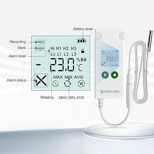 Freshliance Temperature Humidity Data Logger, Reusable Temperature Recorder with High Accuracy External Probe, Configurable USB Temperature Monitor 35000 Points PDF CSV Report, Atlas Log-TH - Image 7