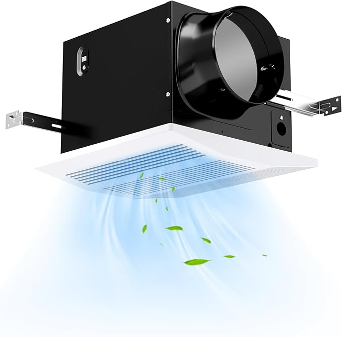 COSTWAY 200 CFM Bathroom Exhaust Fan, Ceiling Mount Exhaust Ventilation Fan for 200 Sq.Ft, Household Bath Vent Fan w/Metal Housing, 6 Inches Duct, 2 Sones Quiet Operation, White by COSTWAY