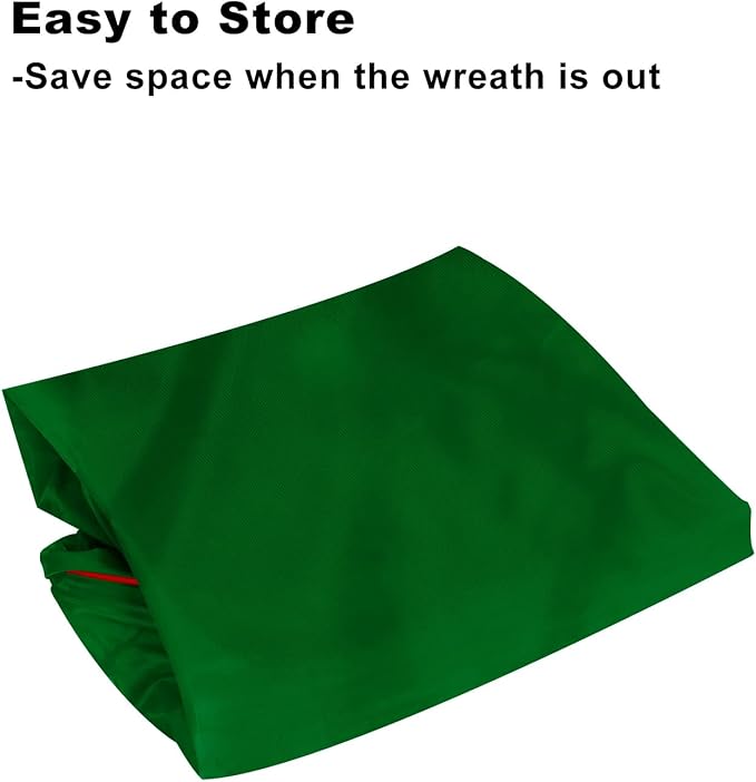 TQS 25" Christmas Wreath Storage Bag - Christmas Large Wreath Container - Reinforced Wide Heavy Duty Handle and Double Sleek Zipper -Protect Your Party Decorations Garland Storage Cover - Green - Image 7