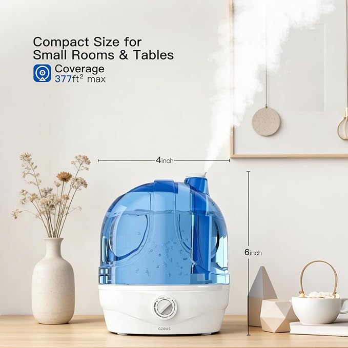 AZEUS 2.8L Large Capacity Ultrasonic Cool Mist Humidifier - Powerful Moisture Control for Comfortable Spaces, Lasts up to 30 Hours, Auto Shut-Off (BPA-Free) - Image 8