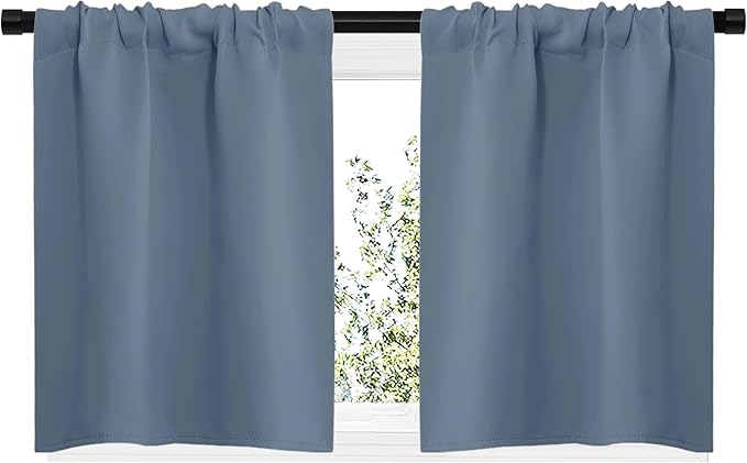 NICETOWN RV Blackout Curtains for Camper Windows, Short Blackout Curtains & Drapes, Thermal Insulated Blackout Curtain Panels for Kitchen, Play Room (Stone Blue, 29" Wide by 20" Long, 2 PCs) - Image 2