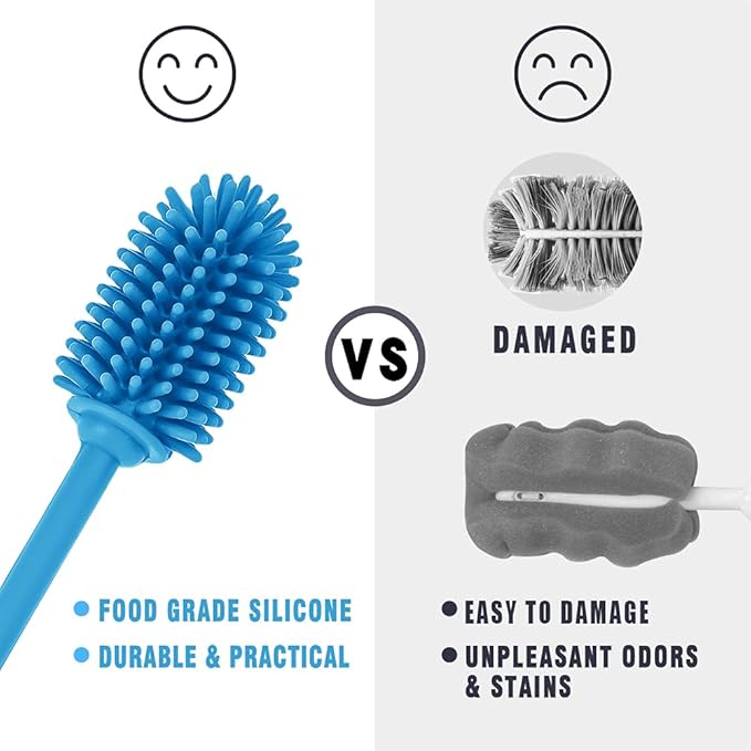 Silicone Bottle Cleaning Brush with Long Handle, Water Bottle Cleaner for Baby Bottles, Hydro Flask, Sports Bottle, Vase, Glassware, Perfect for Smaller Diameter Bottle Openings (Qty 1) - Image 3
