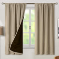 BGment 100% Blackout Curtains for Bedroom 63 Inch Length 2 Panels, Thermal Insulated Room Darkening Curtains Rod Pocket Soundproof Bedroom Living Room Window Curtains, Sand, Each 52 Inch Wide by BGment