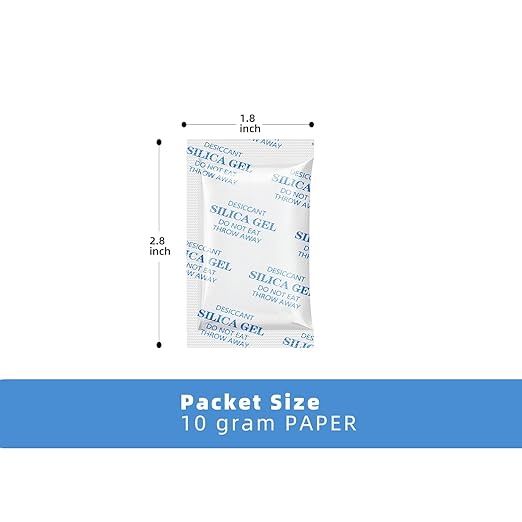 Silica Gel Packets, 10 Gram 100 Packs Dessicant Packets for Storage, Pure and Safe Silica Gel Desiccant Packs, Humidity Packs - Image 2