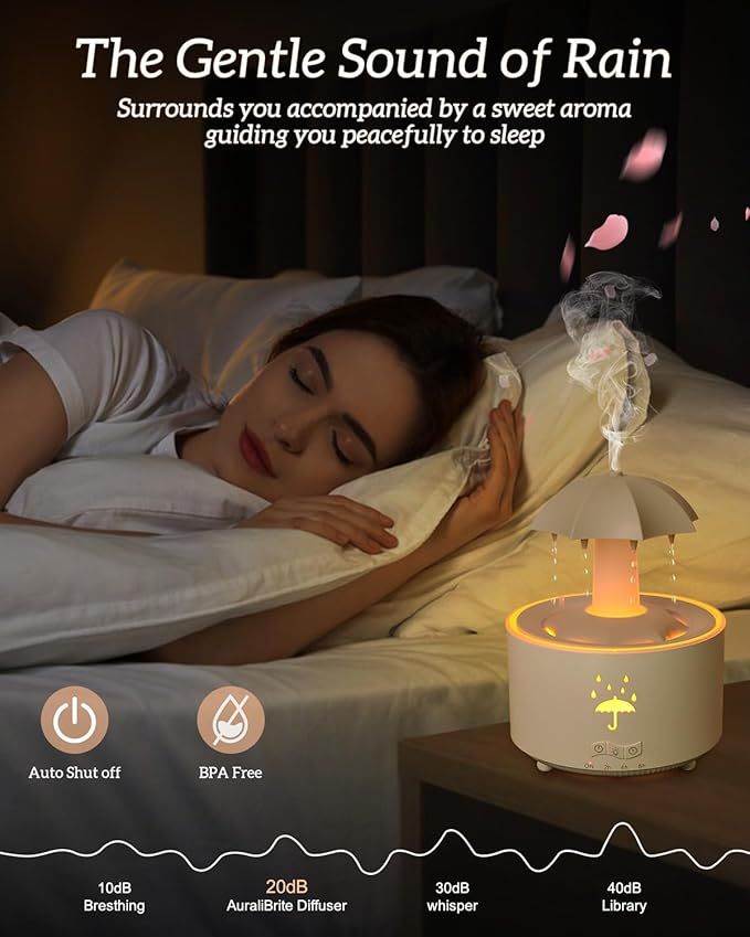 Aesthetic 2-in-1 Humidifier Oil Diffuser with 360° Rotating Raindrop & 7 LED Mood Lights,Ultrasonic Quiet Cool Mist Humidifier for up to 24 Hrs,Ideal Holiday Gifts for Home - Image 5