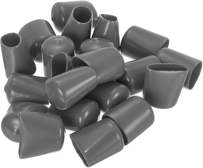 uxcell 20pcs Rubber End Caps 20mm ID Vinyl PVC Round Tube Bolt Cap Cover Screw Thread Protectors Dark Grey - Image 4