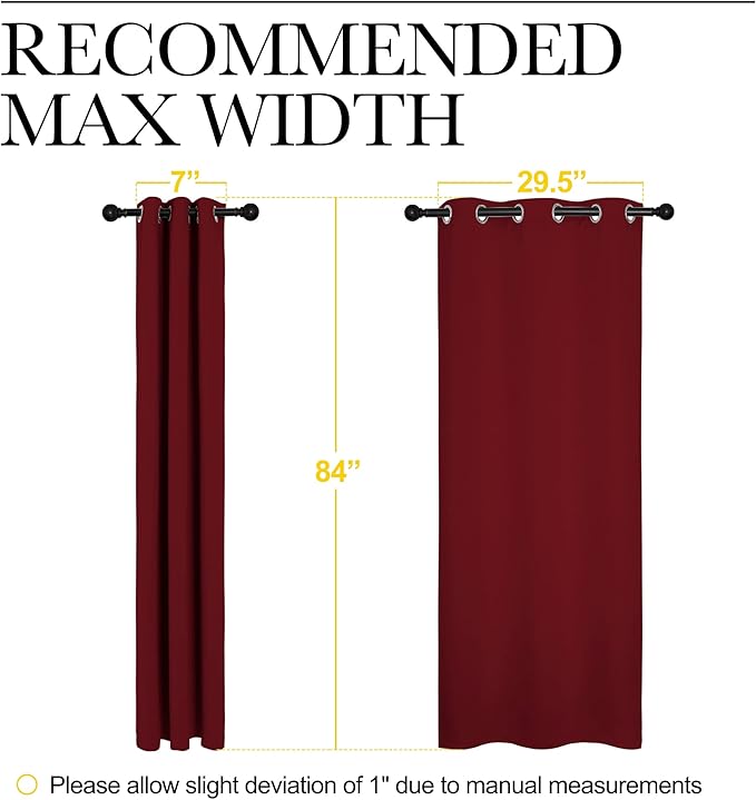 NICETOWN Christmas Burgundy Bedroom Curtains Blackout Draperies, Christmas Decorations Thermal Insulated Solid Grommet Top Blackout Drapes for Cafe (One Pair, 34 x 84-inch) - Image 7