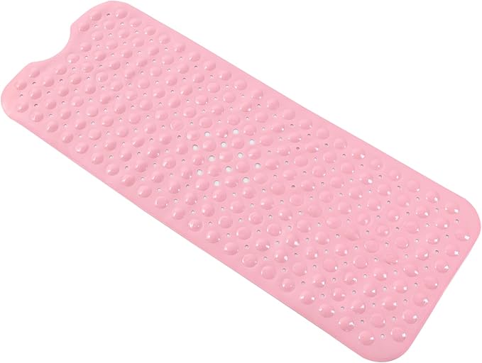 Anti-Slip Bathtub Shower mat, 39.3×15.7 inch（Approximately 100 × 40cm） Soft Oversized Machine Washable Non-Slip Bathtub mat with Drainage Holes, Bathroom Floor Suction Cup.（1-Opaque Pink） by ERASILKEN-X