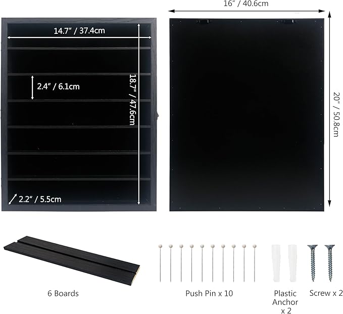 16x20 Shadow Boxes Display Cases with Shelves, Black Deep Shadow Box Frame for Keepsake Collectibles, Coins Military Medals Pins Wedding Flowers - Image 6