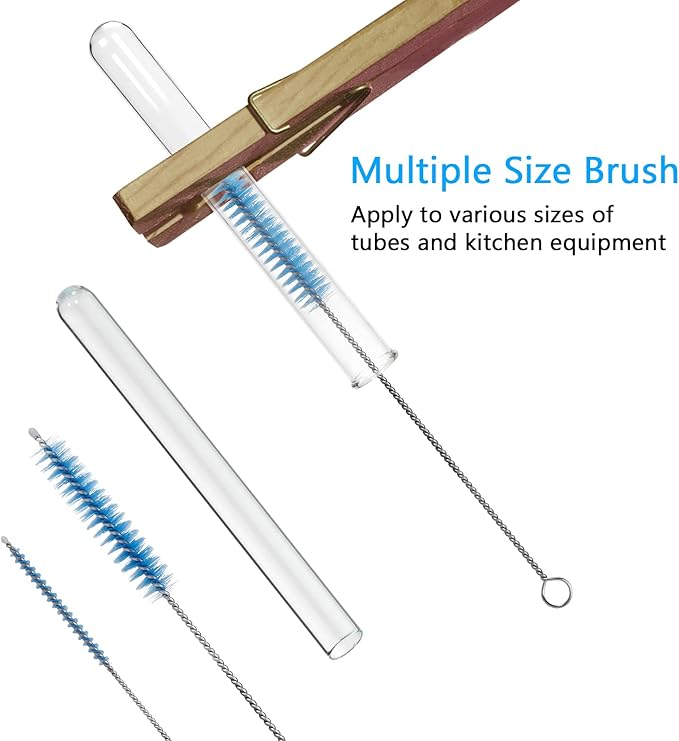 CiaraQ Bottle Cleaning Brushes, 8 Inch Nylon Tube Brush Set, Cleaner for Narrow Neck Bottles Cups with Hook, Set of 10pcs. - Image 5